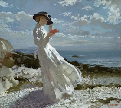 Grace leyendo en Howth Bay de William Orpen
